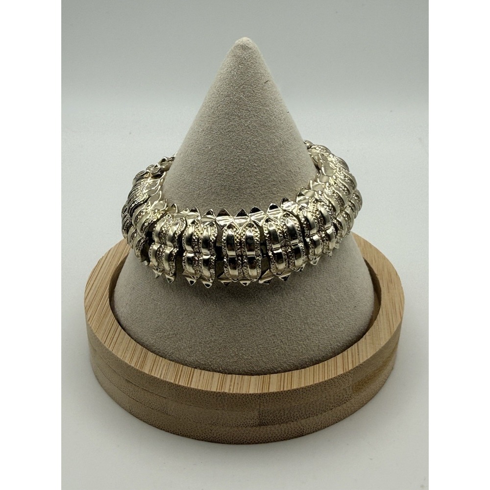 Vintage STAR Bracelet Silver Tone Chunky MCM Signed 6.5"